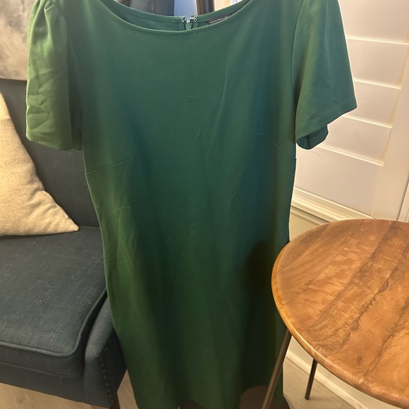 Ann Taylor Puff Sleeve Ponte Sheath Dress in Green - Picture 4 of 8
